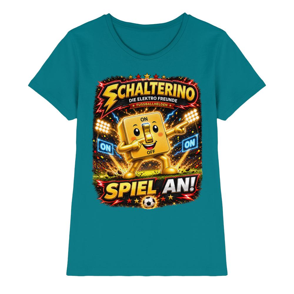 ⚽ Schalterino - Spiel an! | Die Elektro Freunde / Fan-Kollektion - Ladies Premium Shirt – Bild 4