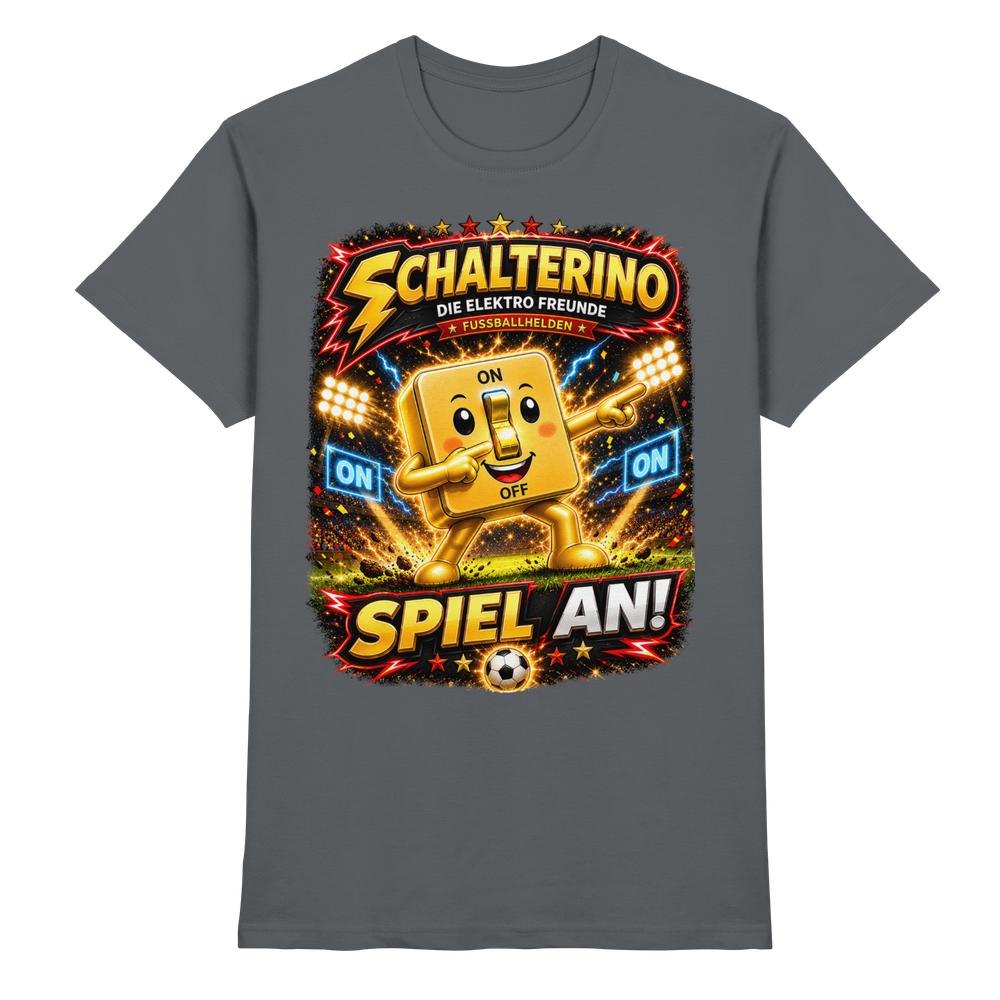 ⚽ Schalterino - Spiel an! | Die Elektro Freunde / Fan-Kollektion - Premium Shirt – Bild 4